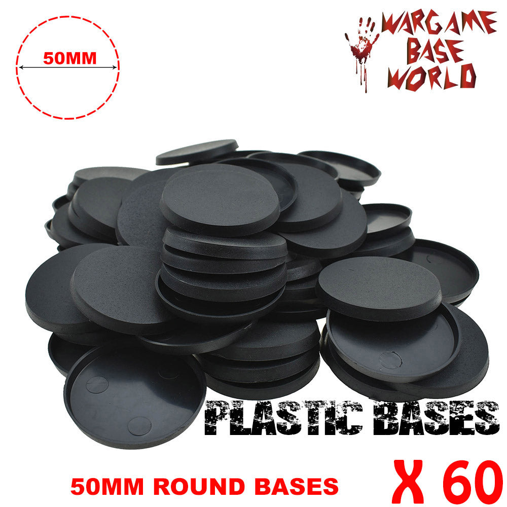 Wargame Base World - Lot of 60 - 50mm round plastic bases - WargameBase Store