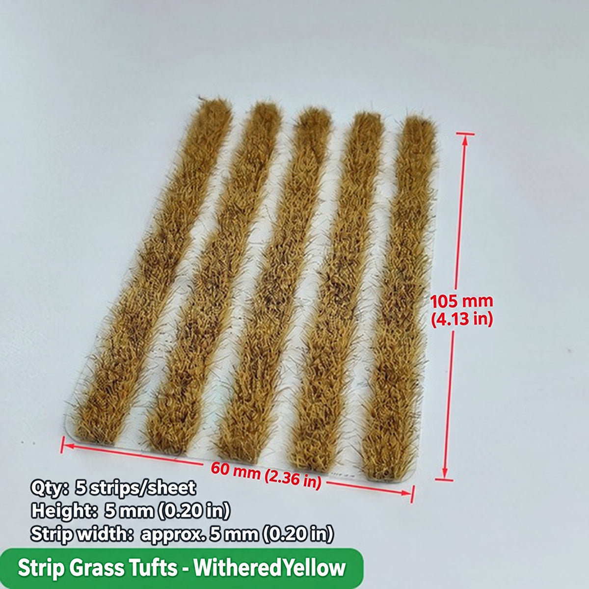 Strip grass tufts, 5 strips per sheet, withered yellow, 60 x 105 mm, strips approx. 5 mm wide - Wargame Base World