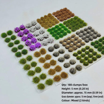 5mm grass and flower mix tufts variant 2, 188 clumps per box - Wargame Base World