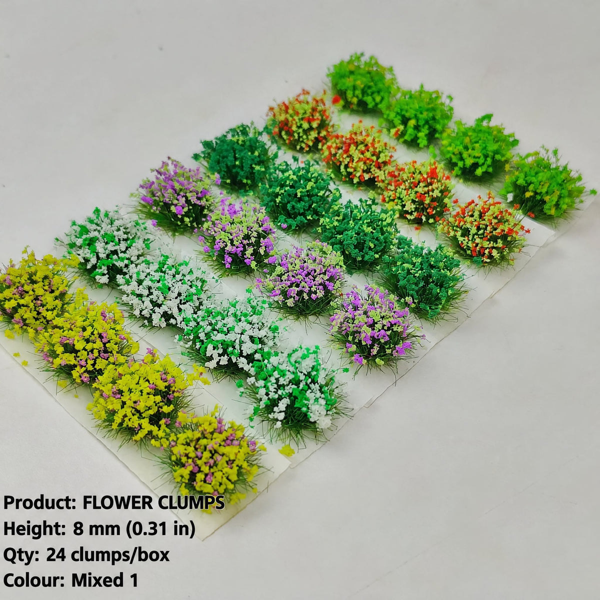 8mm mixed flower clumps No.1, 24 per box, diameter approx. 15 mm - Wargame Base World