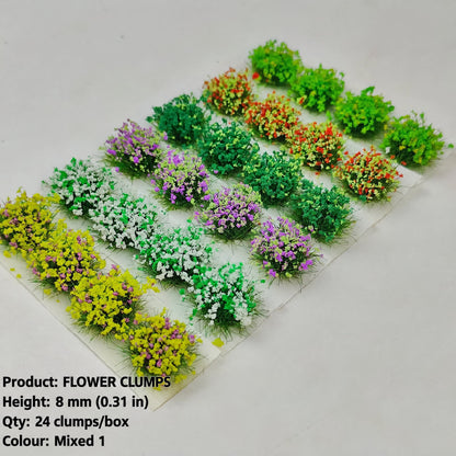 8mm mixed flower clumps No.1, 24 per box, diameter approx. 15 mm - Wargame Base World