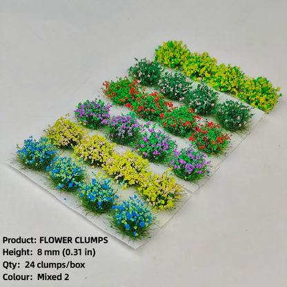 8mm mixed flower clumps No.2, 24 per box, diameter approx. 15 mm - Wargame Base World