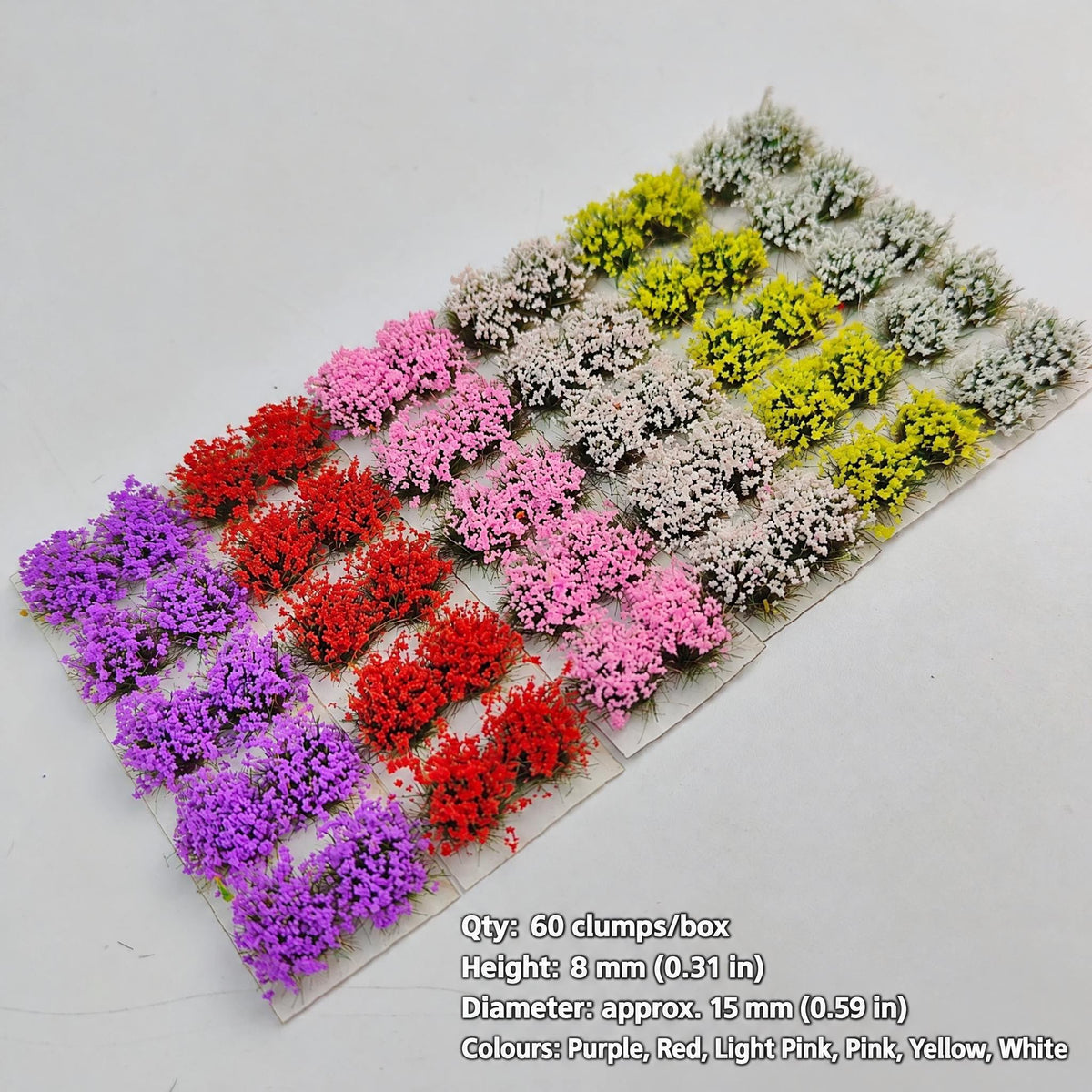 8mm mixed flower clumps 6-colour, 60 per box - Wargame Base World