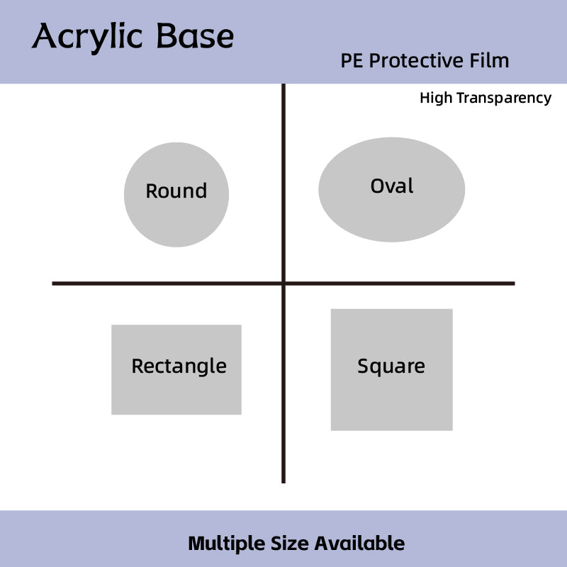 Clear Acrylic Bases Round/Square/Rectangle/Oval 3mm Thickness