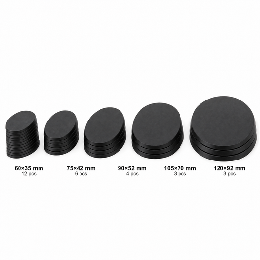 Plastic Oval Bases Pack — 28 Bases (60×35mm–120×92mm)
