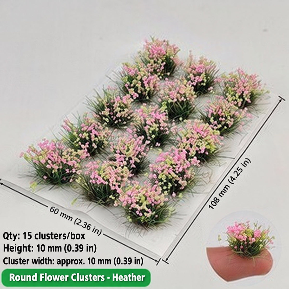 10mm flower clusters, 15 per box, Heather - Wargame Base World