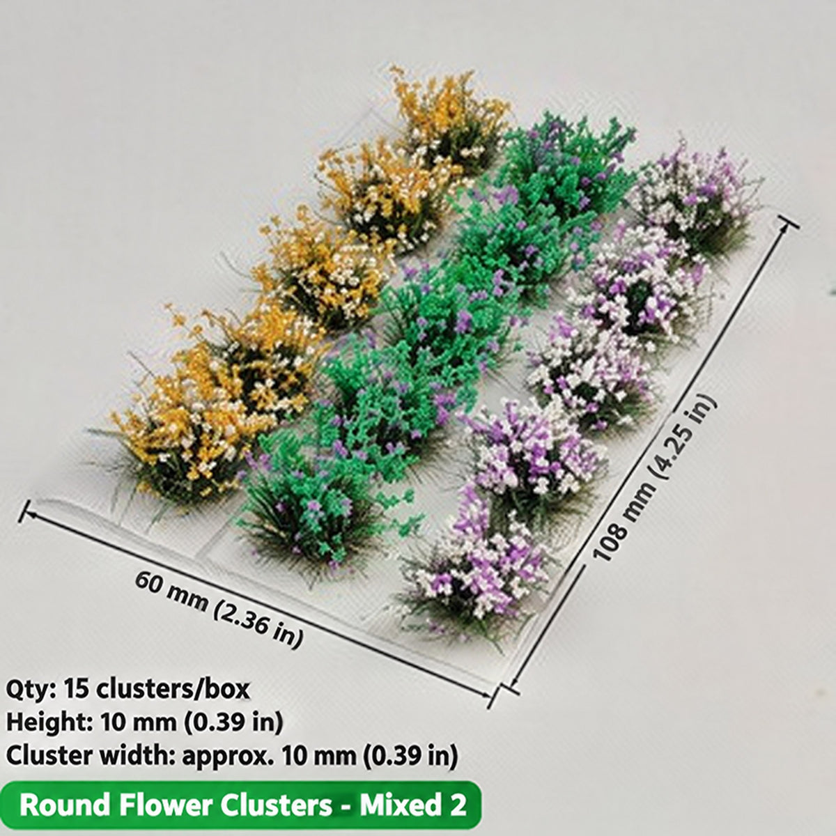 10mm flower clusters, 15 per box, mixed colours No.2 - Wargame Base World