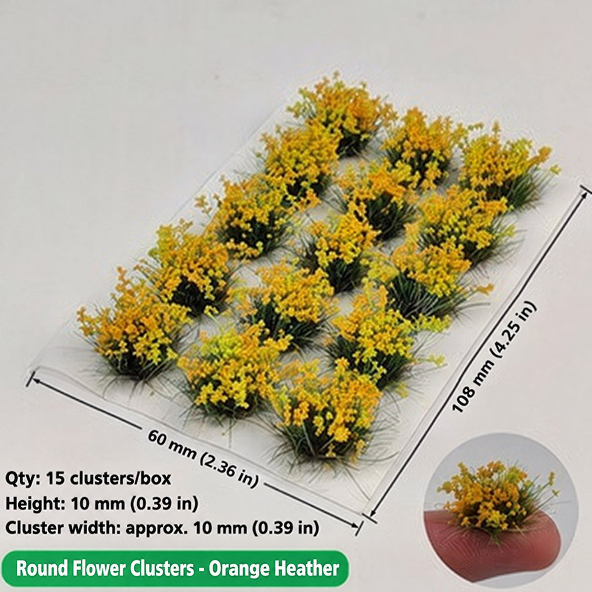 10mm flower clusters, 15 per box, Orange Heather - Wargame Base World