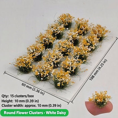 10mm flower clusters, 15 per box, White Daisy - Wargame Base World