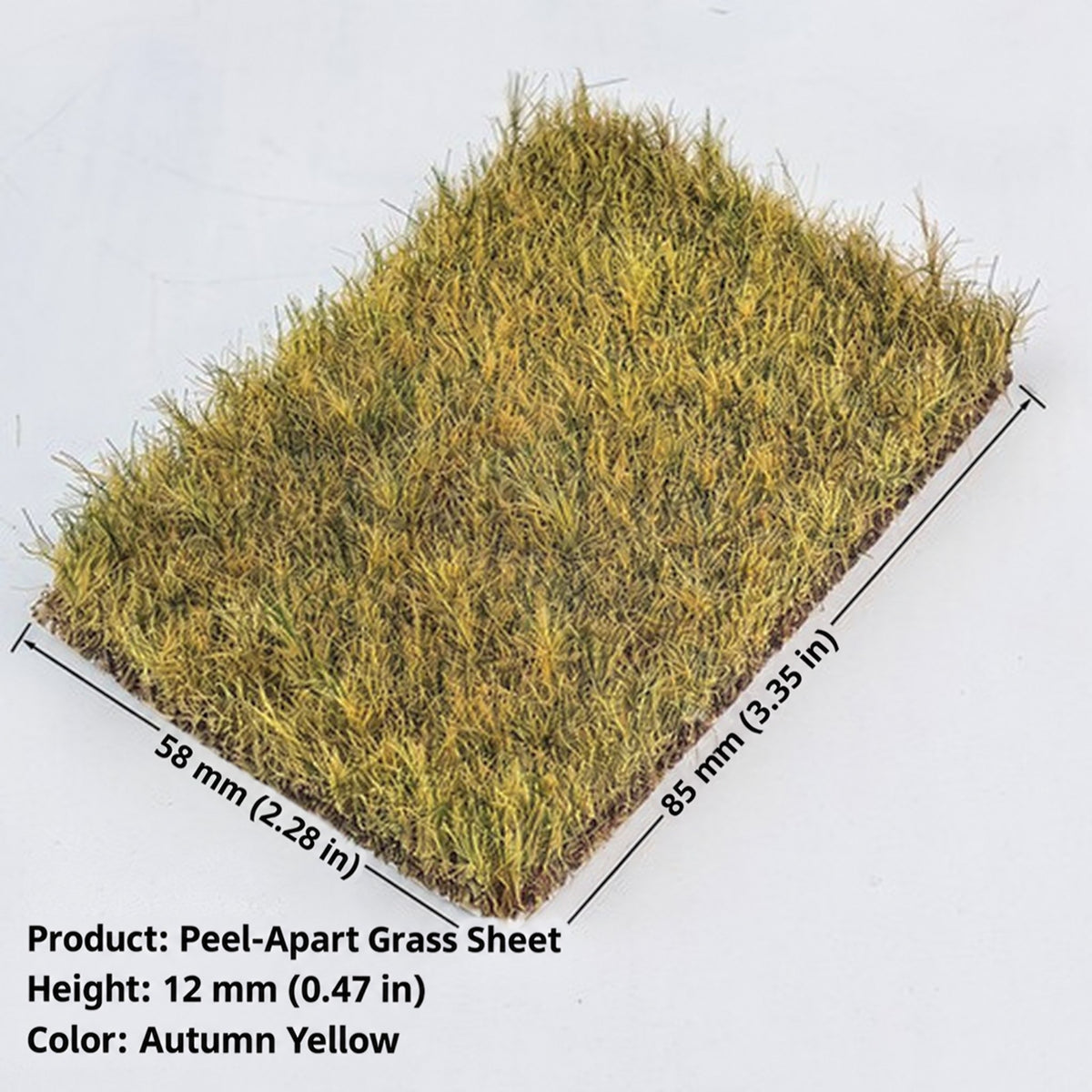 12mm peel-apart grass sheet, autumn yellow, 58 x 85 mm - Wargame Base World
