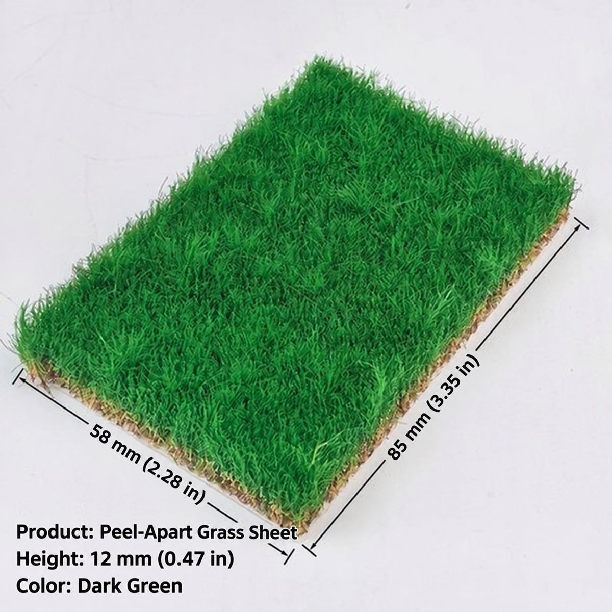 12mm peel-apart grass sheet, dark green, 58 x 85 mm - Wargame Base World