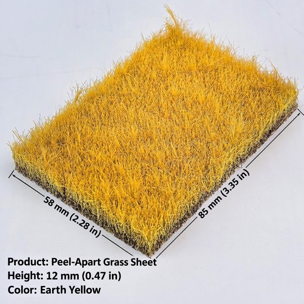 12mm peel-apart grass sheet, earth yellow, 58 x 85 mm - Wargame Base World