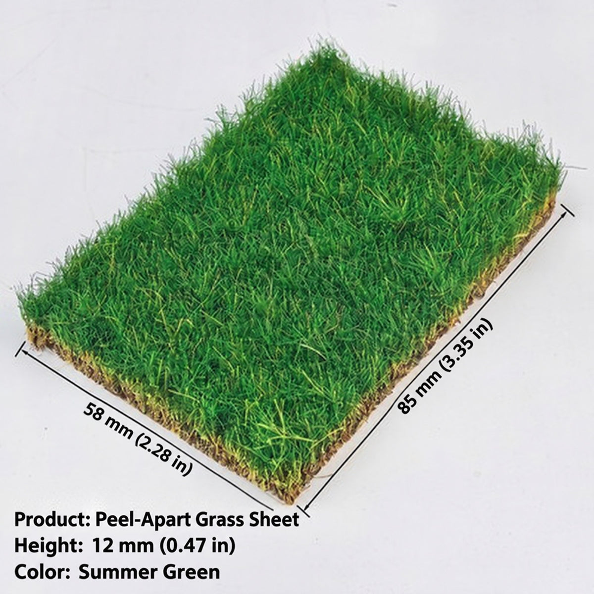 12mm peel-apart grass sheet, summer green, 58 x 85 mm - Wargame Base World