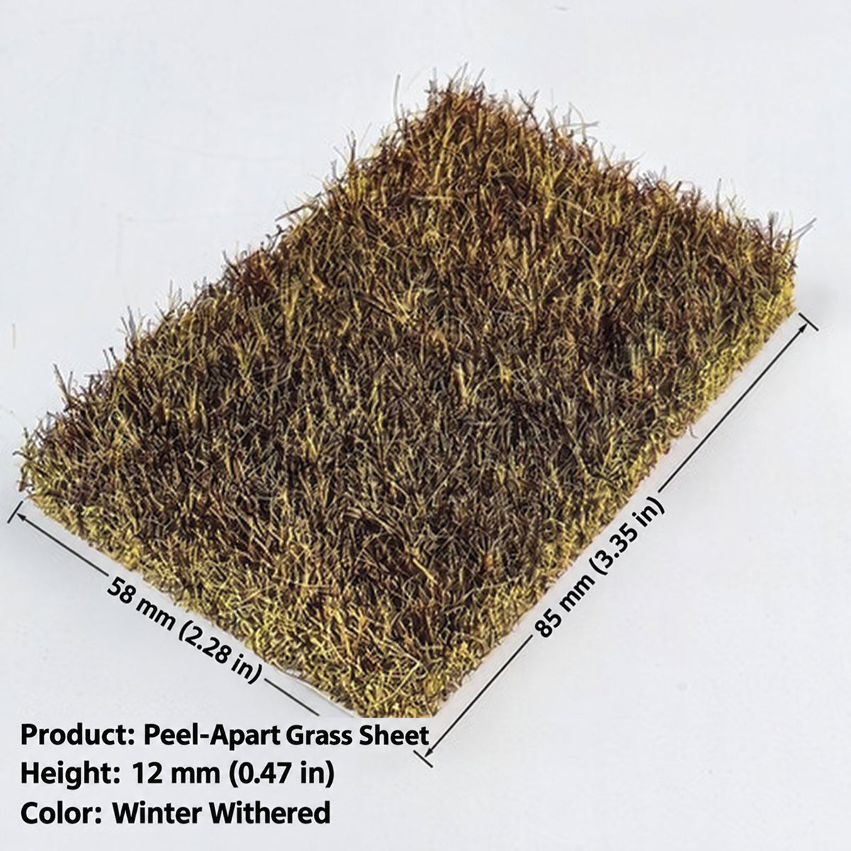 12mm peel-apart grass sheet, winter withered, 58 x 85 mm - Wargame Base World