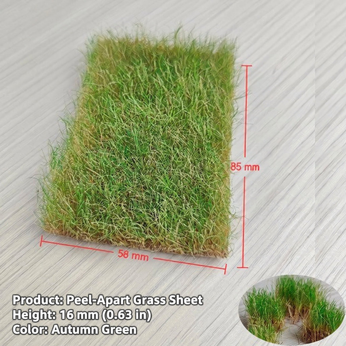 16mm peel-apart grass sheet, autumn green, 58 x 85 mm - Wargame Base World