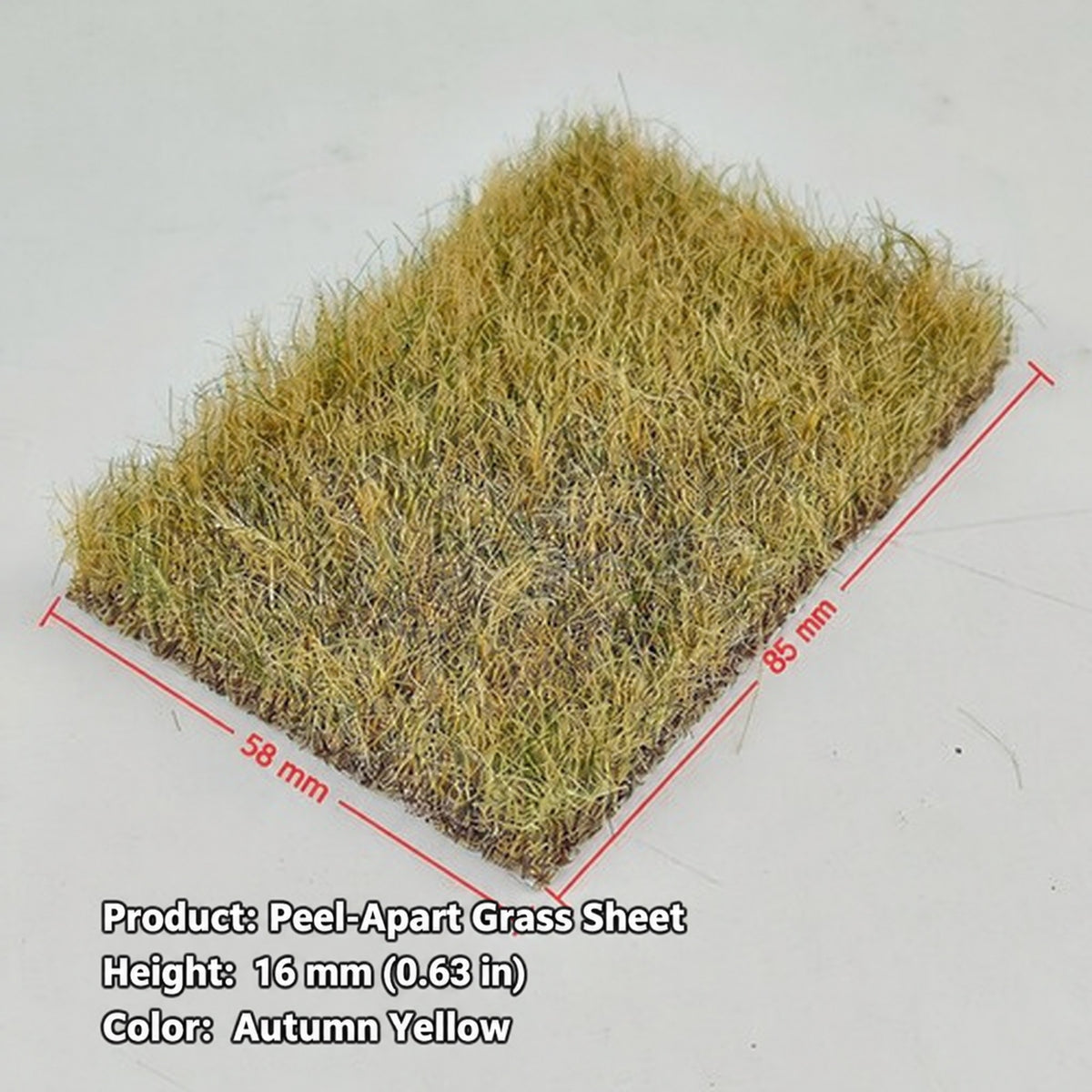 16mm peel-apart grass sheet, autumn yellow, 58 x 85 mm - Wargame Base World