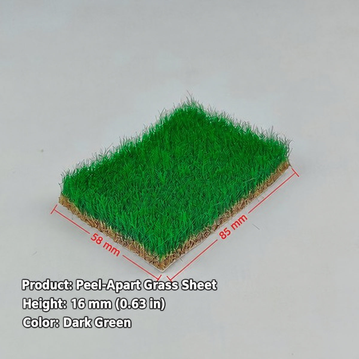16mm peel-apart grass sheet, dark green, 58 x 85 mm - Wargame Base World