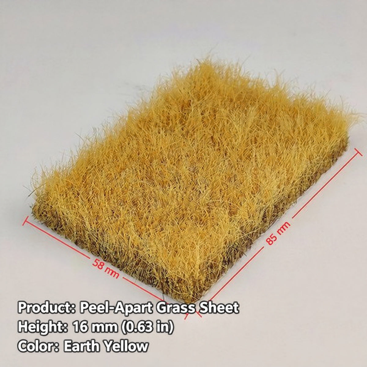 16mm peel-apart grass sheet, earth yellow, 58 x 85 mm - Wargame Base World