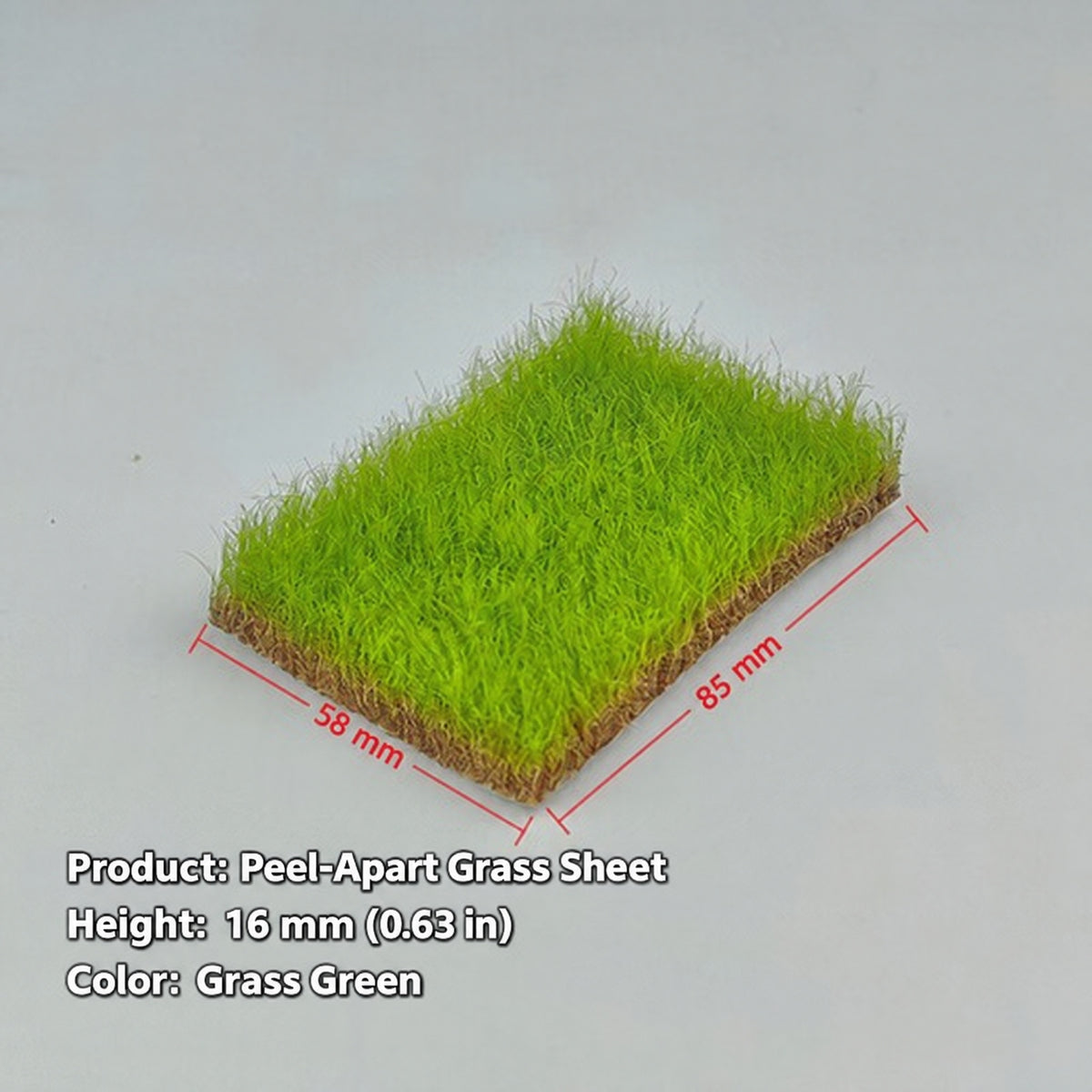 16mm peel-apart grass sheet, grass green, 58 x 85 mm - Wargame Base World