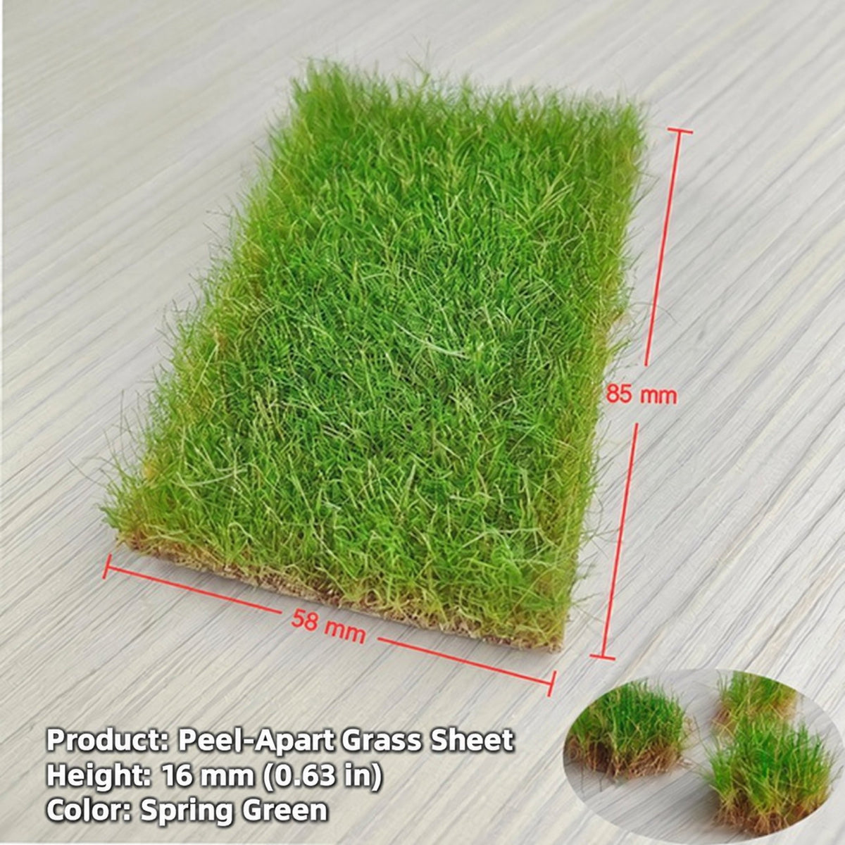 16mm peel-apart grass sheet, spring green, 58 x 85 mm - Wargame Base World