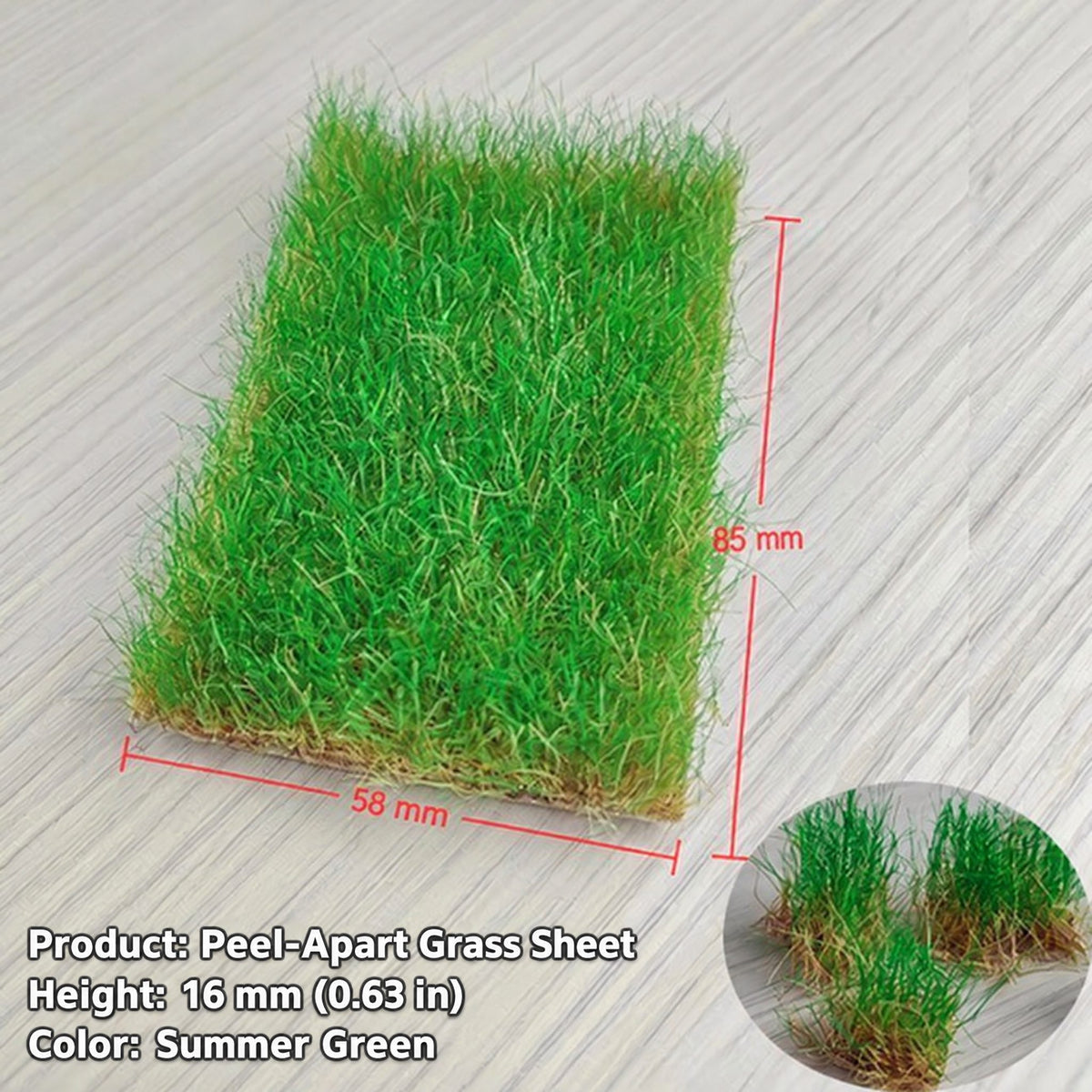 16mm peel-apart grass sheet, summer green, 58 x 85 mm - Wargame Base World