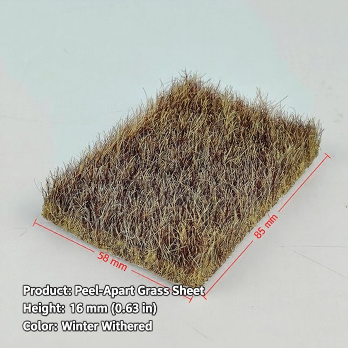 16mm peel-apart grass sheet, winter withered, 58 x 85 mm - Wargame Base World