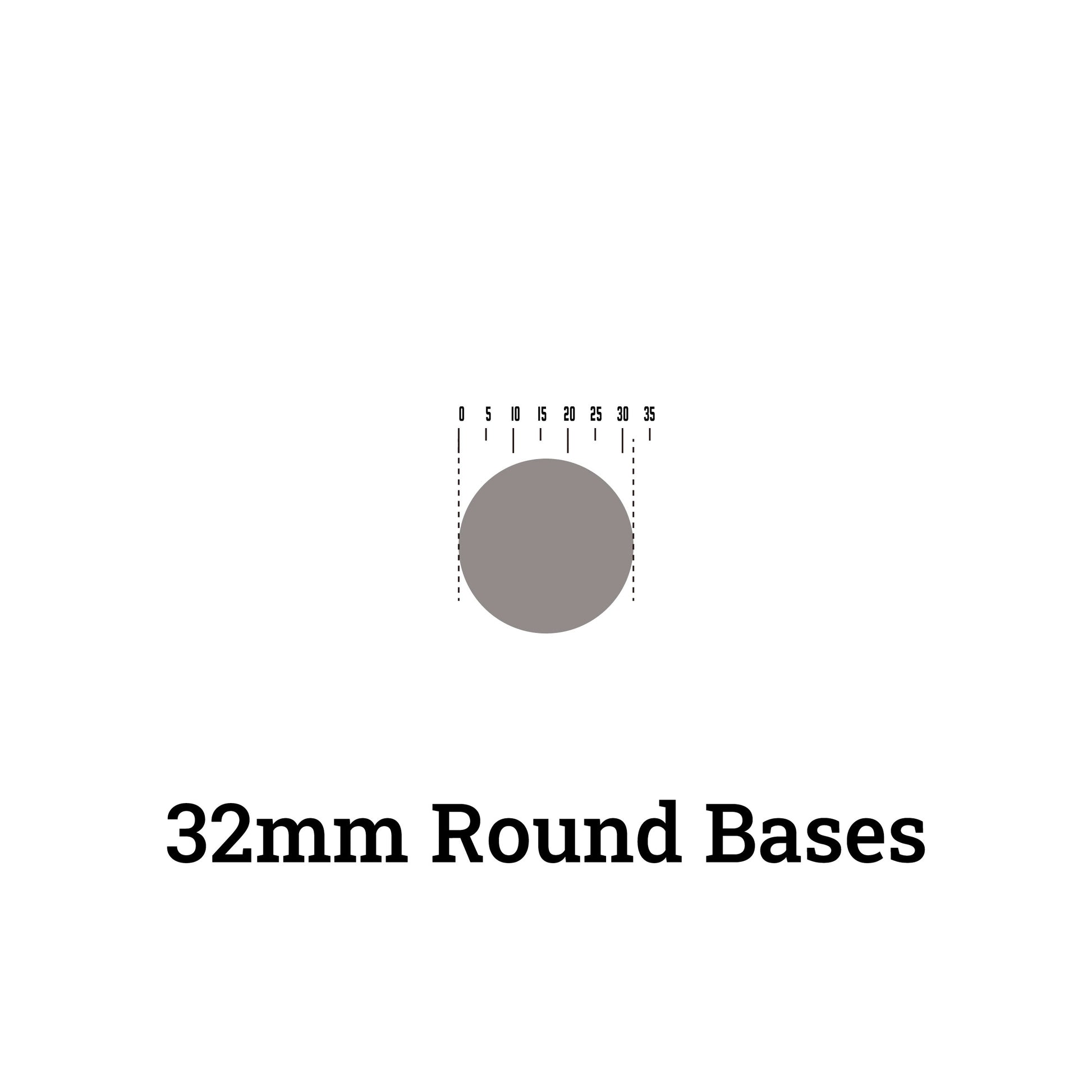 32mm Round Bases - High-Impact Plastic Foundation for 11th Edition Models - Wargame Base World