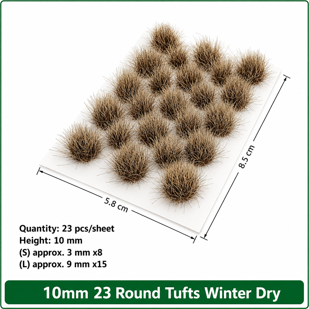 10mm 23 Round Tufts for Miniature Basing