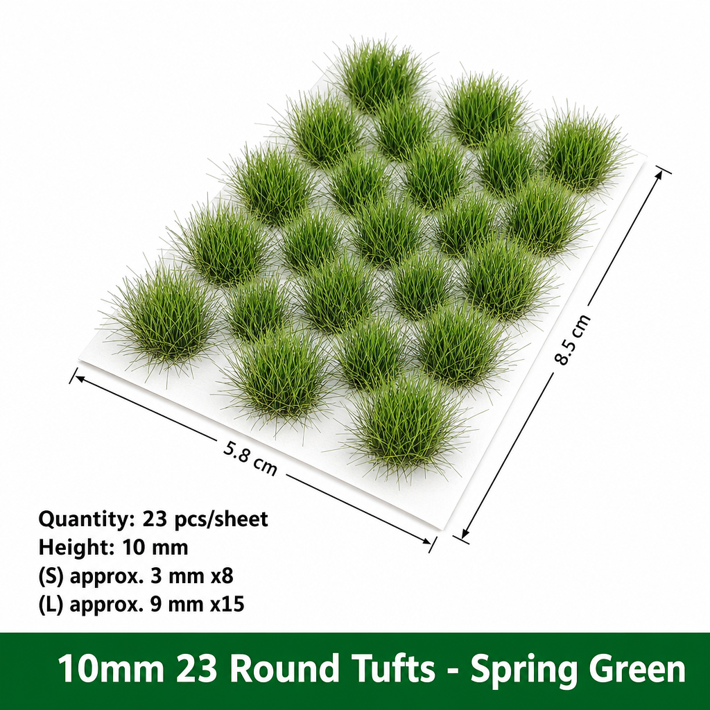 10mm 23 Round Tufts for Miniature Basing