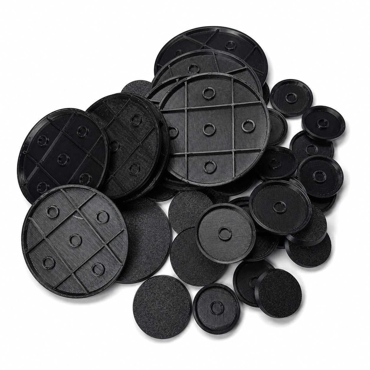 3D Printed ABS Round Bases with Magnet Slots - 25mm to 130mm
