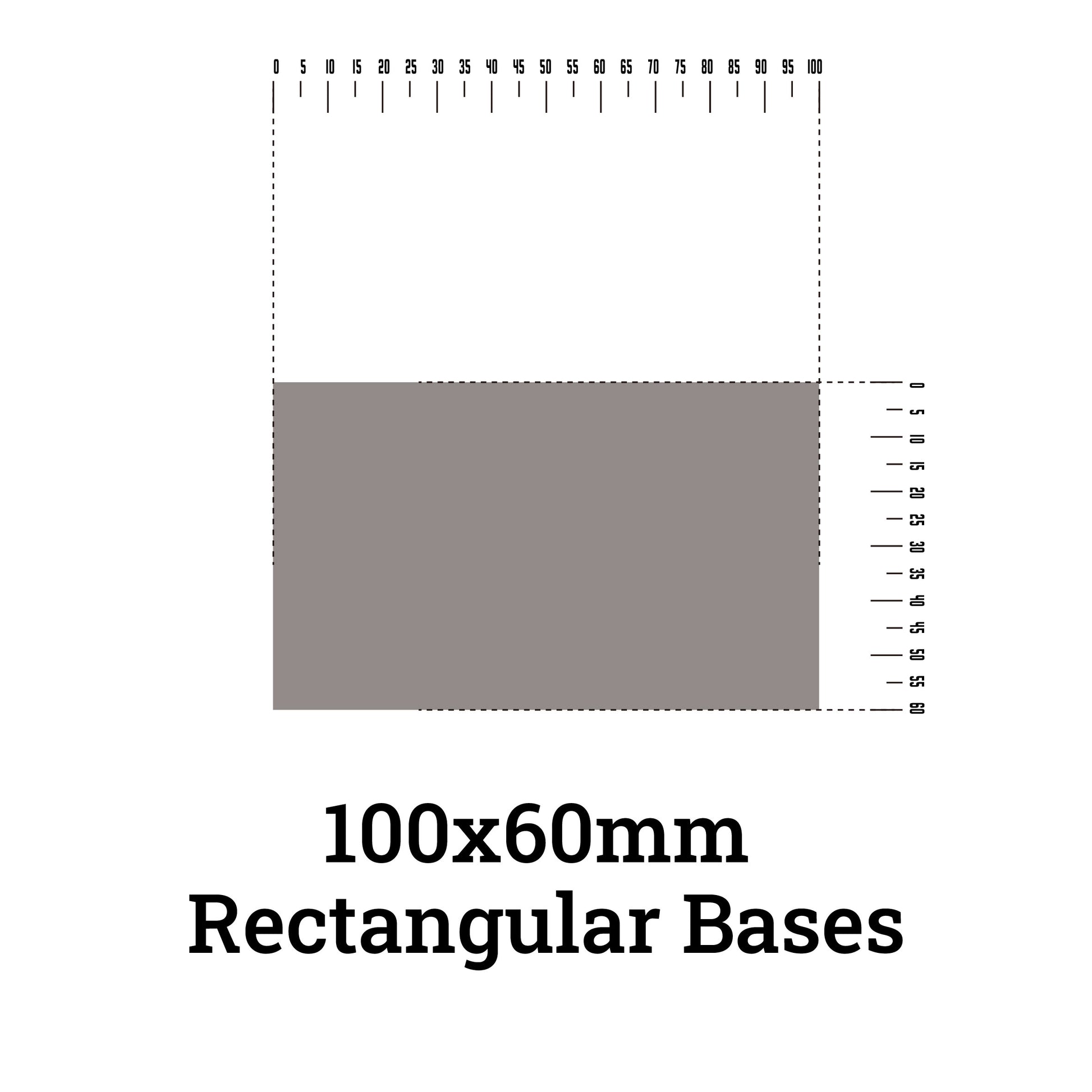 60x100mm Rectangular Bases - Precision Foundation for Heavy Chariots & Monsters - Wargame Base World