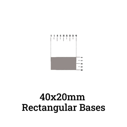 40x20mm Rectangular Plastic Bases - Precision-Molded for Warhammer Cavalry & Mounted Units - Wargame Base World