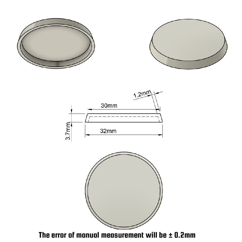 32mm Round Bases - High-Impact Plastic Foundation for 11th Edition Models - Wargame Base World