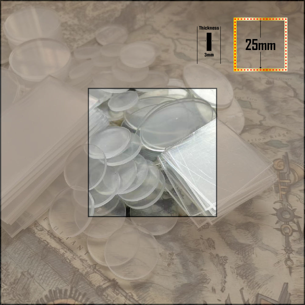 Clear 25mm Square Bases
