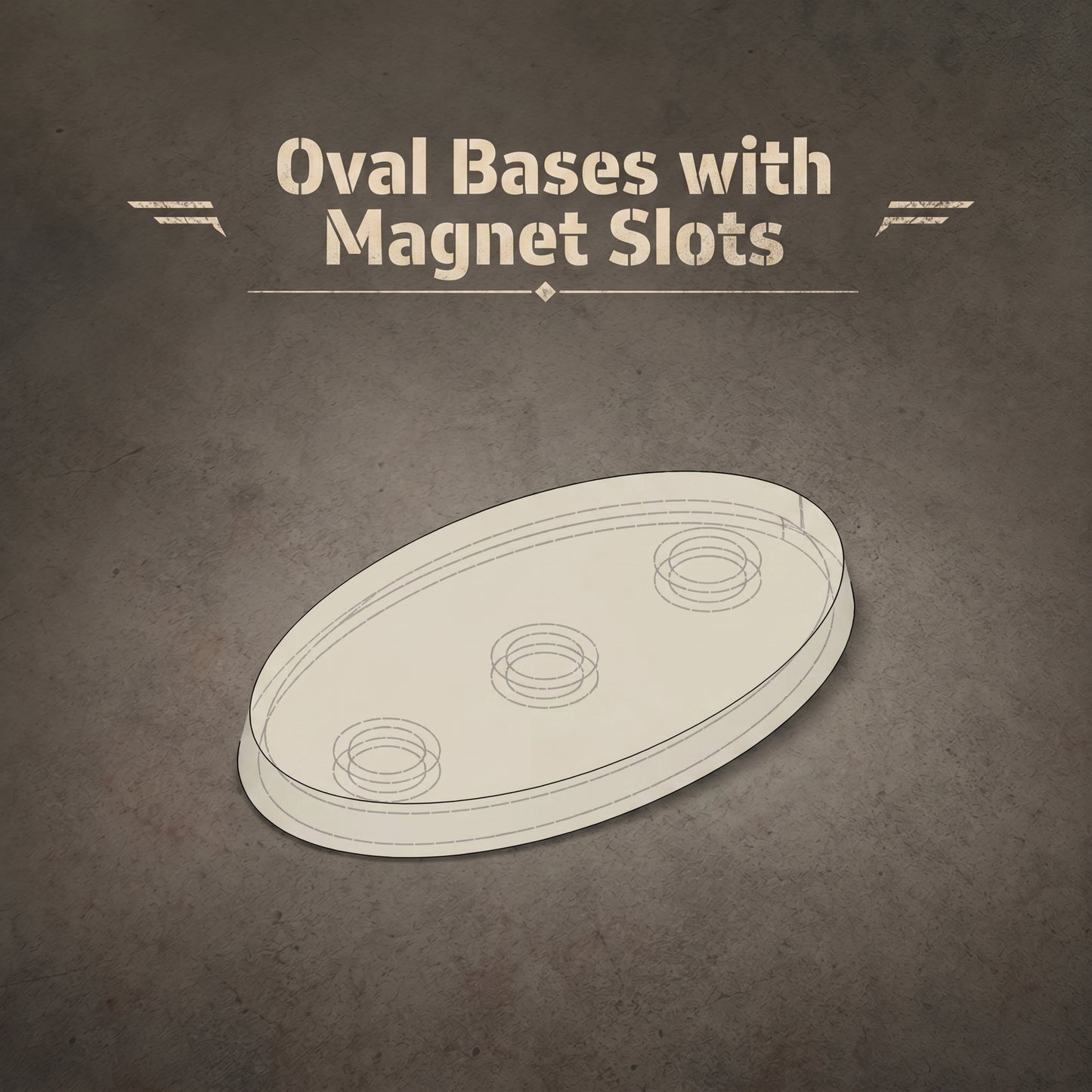 3D Printed ABS Oval Bases with Magnet Slots - 60x35 to 150x95mm