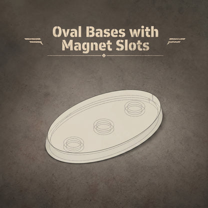 3D Printed ABS Oval Bases with Magnet Slots - 60x35 to 150x95mm