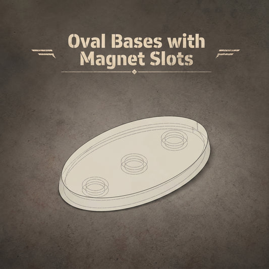 3D Printed ABS Oval Bases with Magnet Slots - 60x35 to 150x95mm