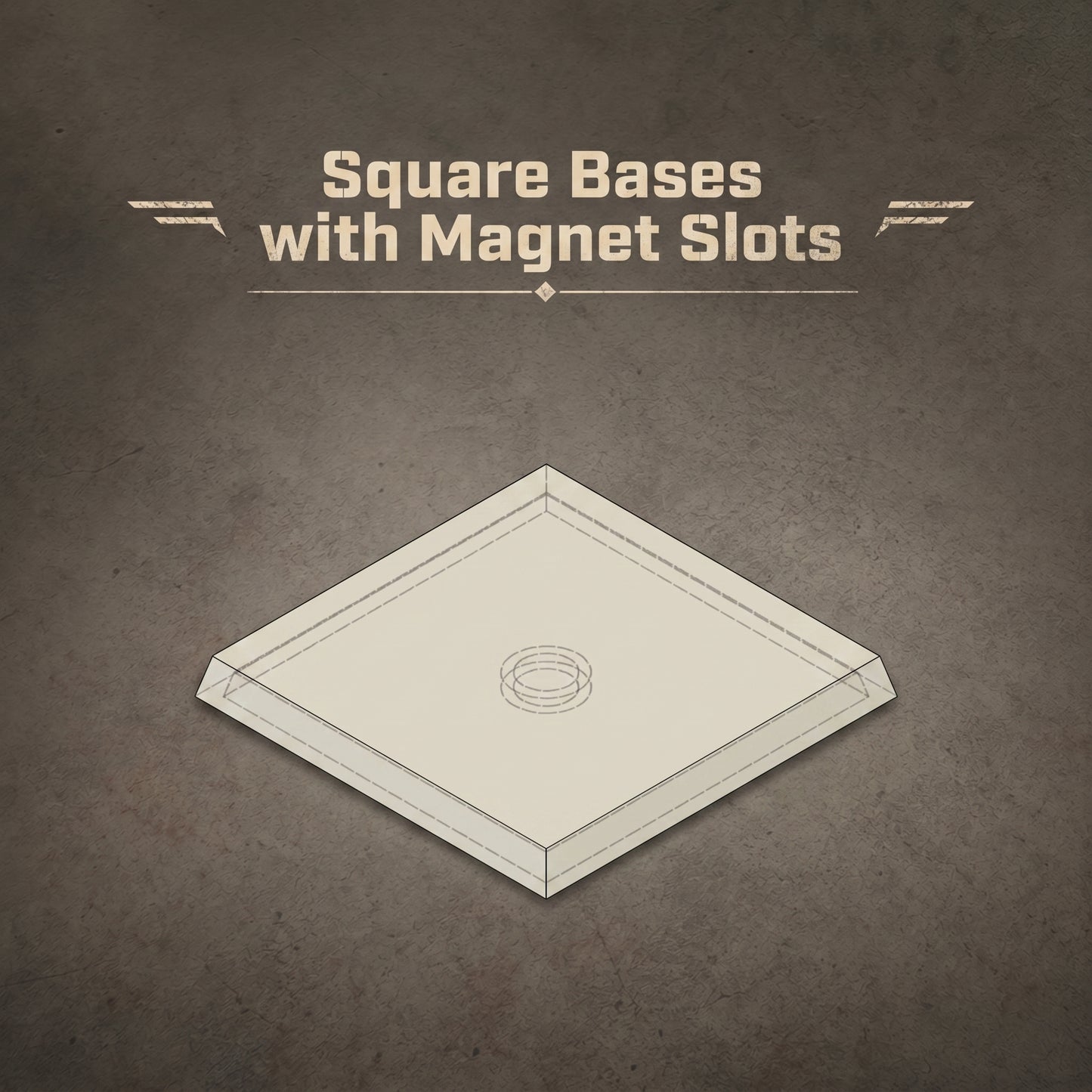 3D Printed ABS Square Bases with Magnet Slots - 20mm to 60mm