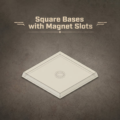 3D Printed ABS Square Bases with Magnet Slots - 20mm to 60mm