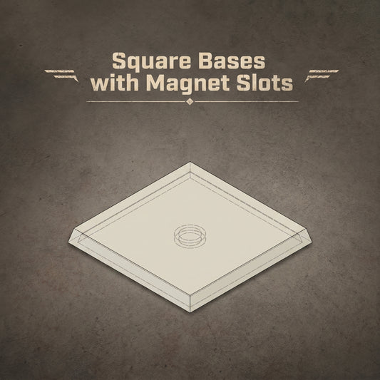 3D Printed ABS Square Bases with Magnet Slots - 20mm to 60mm