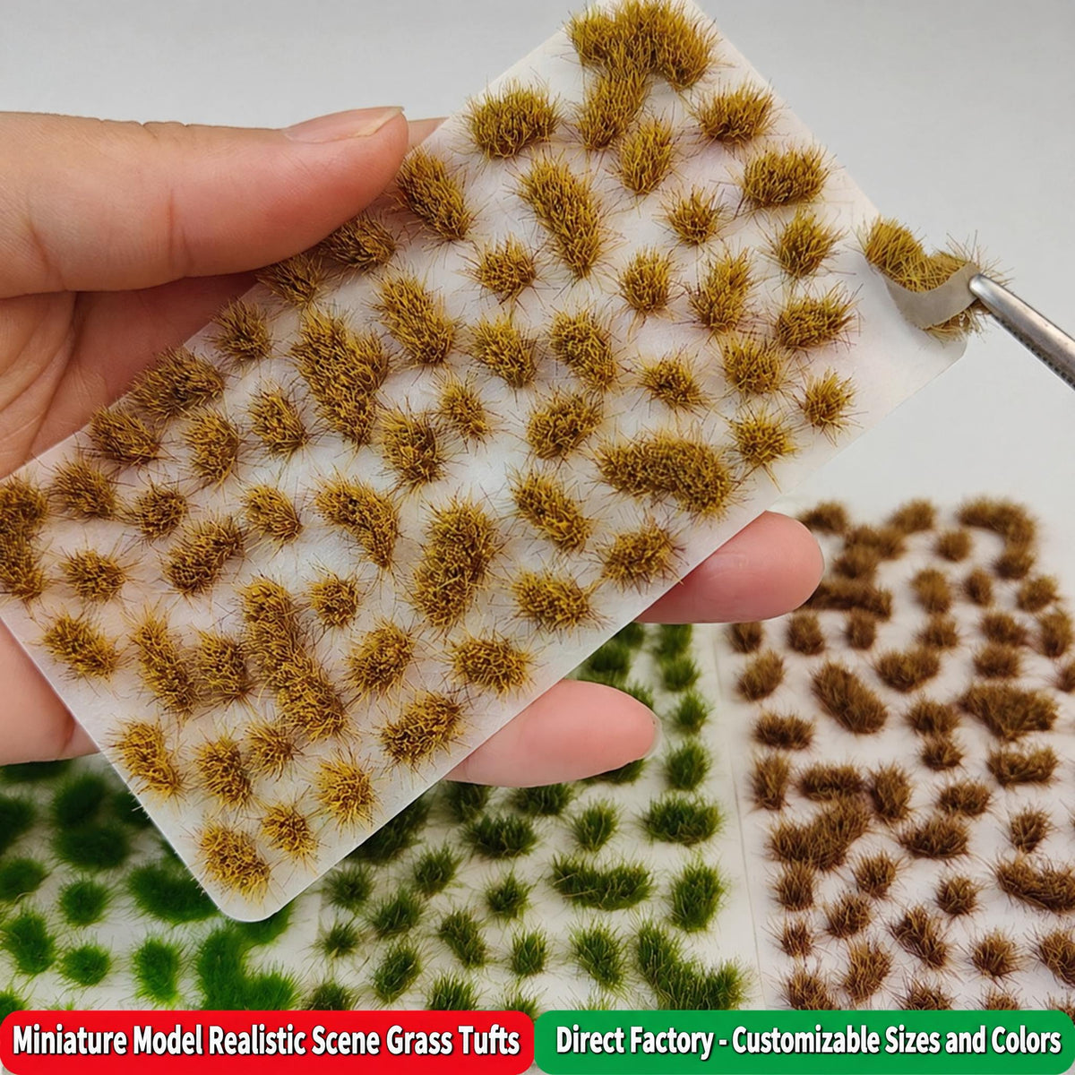 58 irregular grass tufts sheets in assorted colours - Wargame Base World