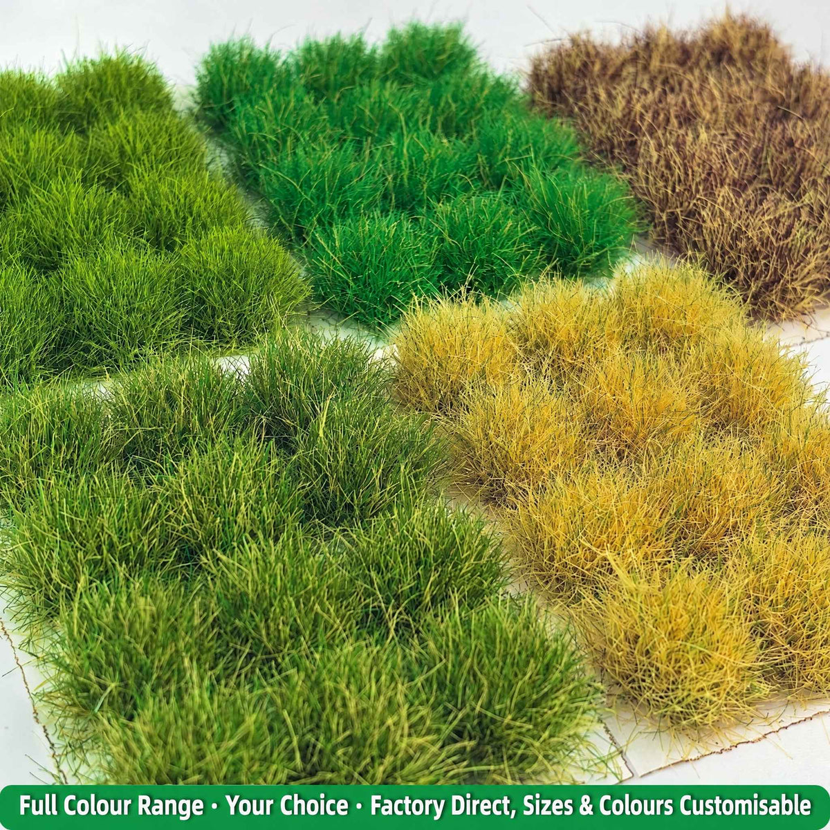 16mm tall grass tufts colour range on backing sheets - Wargame Base World