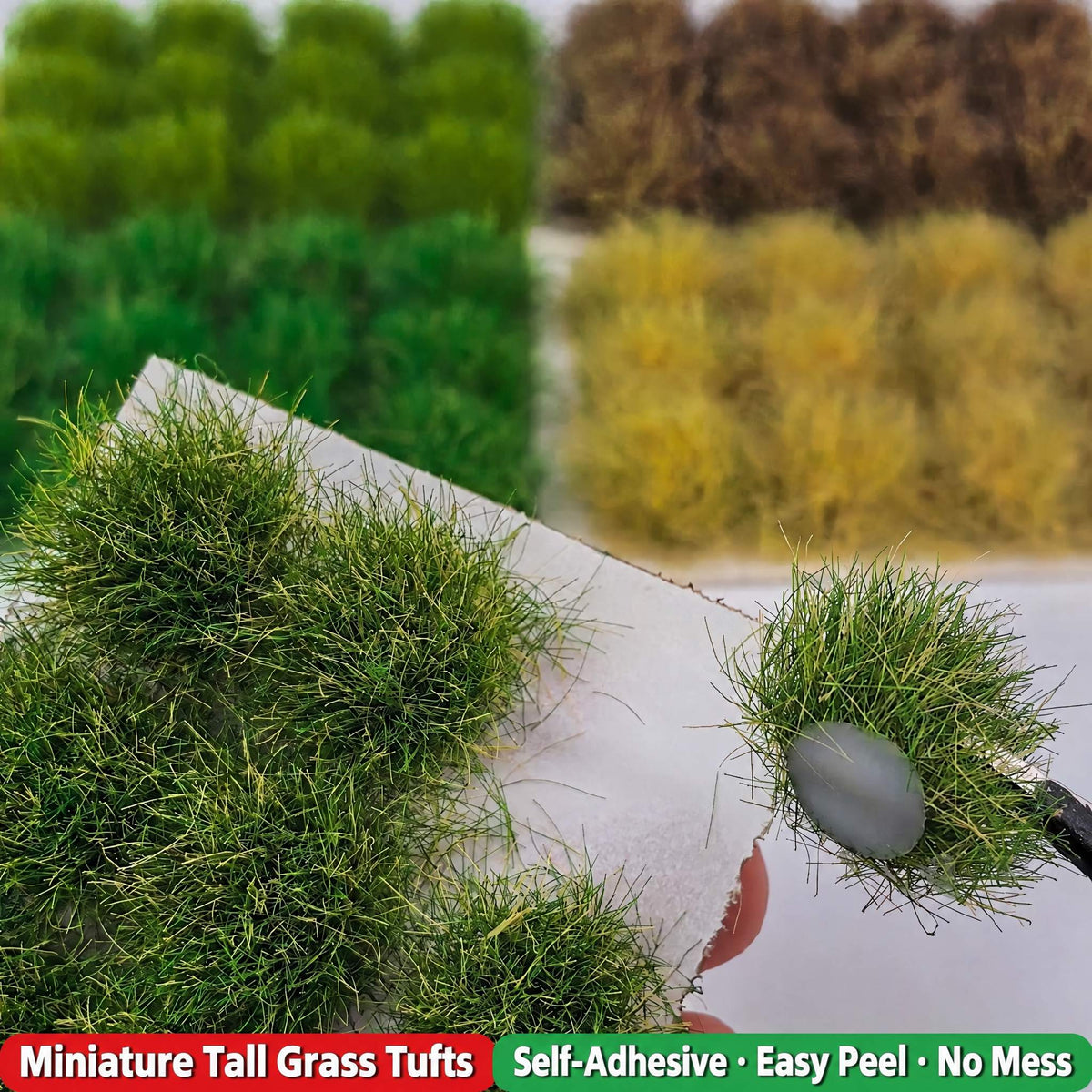Fingertip close-up of one 16mm tall grass clump - Wargame Base World
