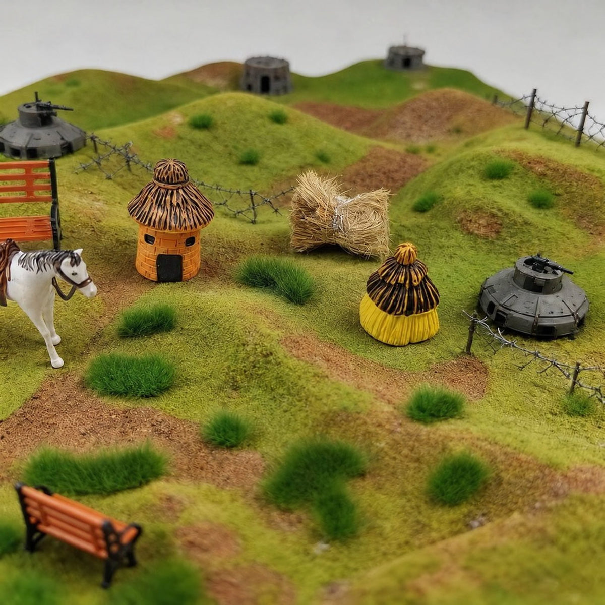 Irregular grass clumps close-up on base - Wargame Base World