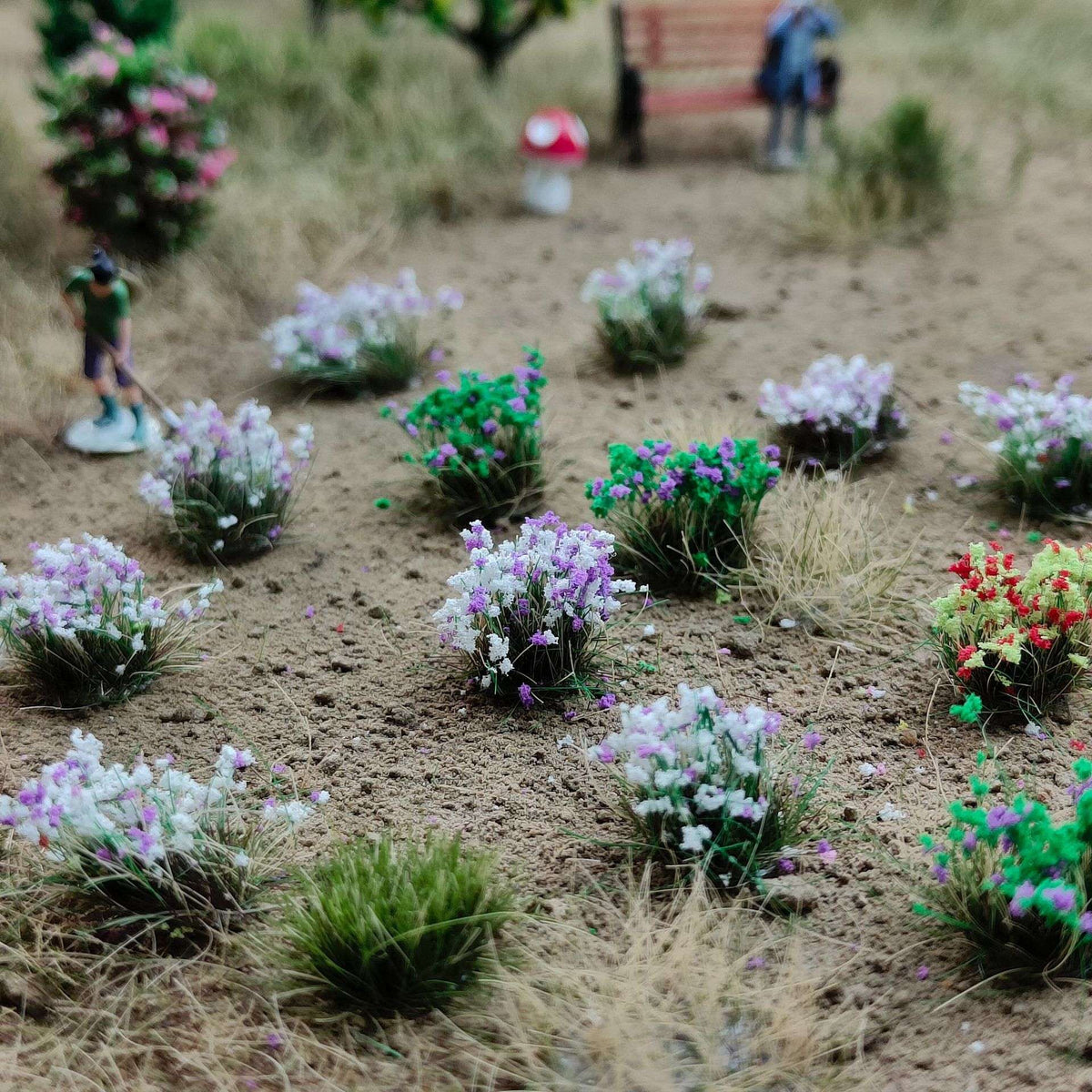 10mm flower clusters on backing film, colour variety - Wargame Base World