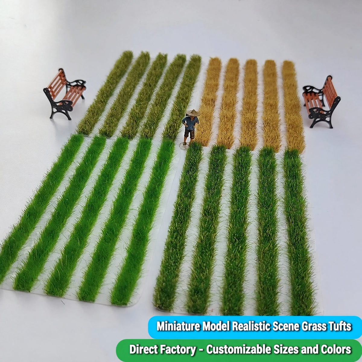 5mm strip grass tufts in four season colours: spring, summer, autumn, withered - Wargame Base World