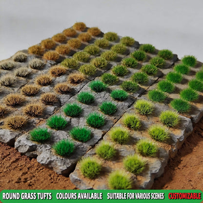 Four mixed grass tuft sheets arranged on stone slabs - Wargame Base World