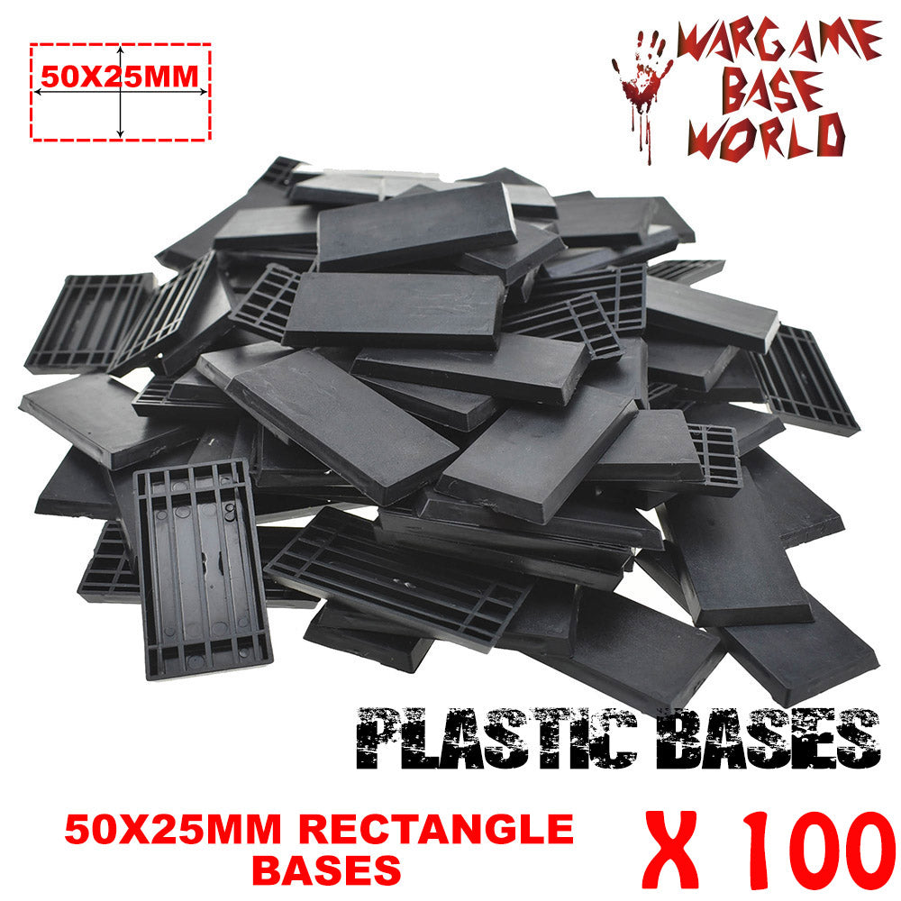 Wargame Base World - Lot of 100 - 50x25mm rectangular plastic bases - WargameBase Store