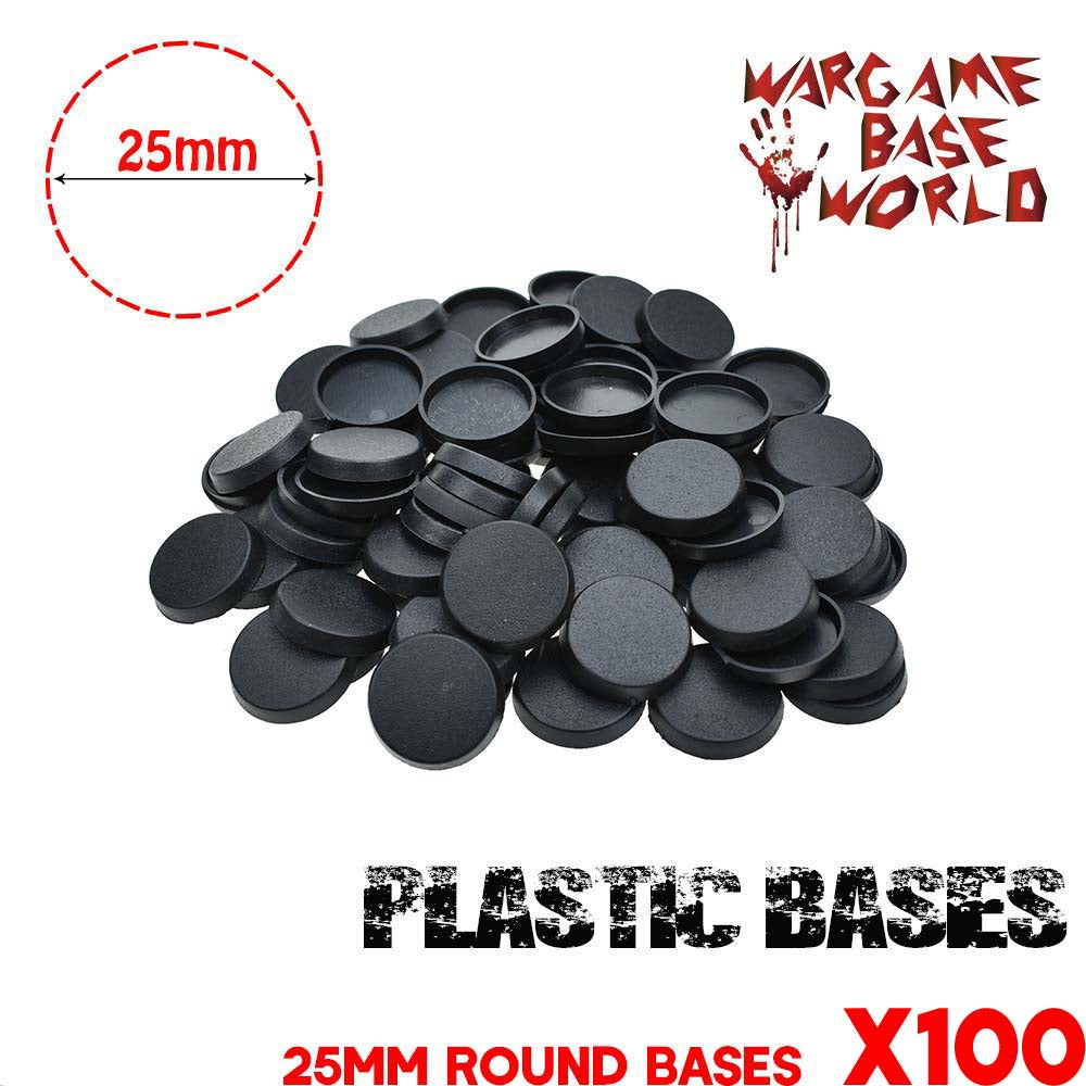 Wargame Base World - Lot of 100 25mm round Wargame bases for miniatures - WargameBase Store