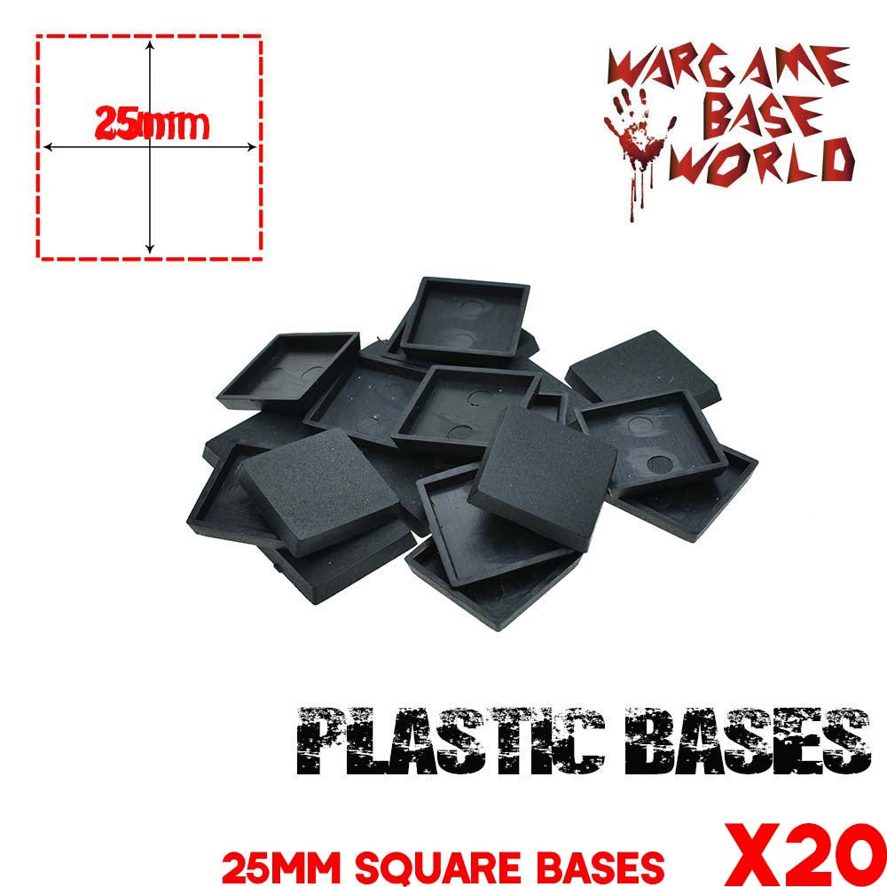 Wargame Base World - Lot of 20 wargaming square 25mm base for warhammer game - WargameBase Store